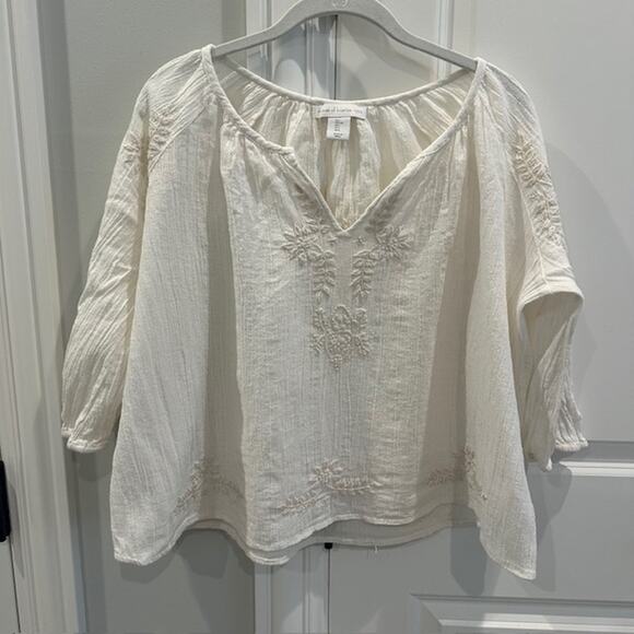 House of Harlow 1960 Tops - House Of Harlow 1960 Ivory Embroidered Floral Blouse Size: L